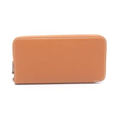 Pre-owned Hermes Brown Epsom Leather Long Wallet (bi-fold) ()