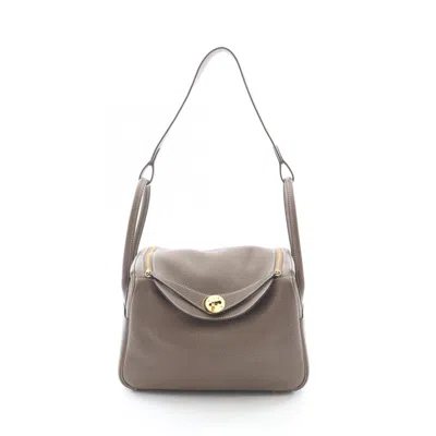 Pre-owned Hermes Brown Etoupe Gray Taurillon Clemence Leather Leather Shoulder Bag () In Multi