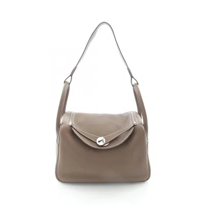 Pre-owned Hermes Brown Etoupe Gray Taurillon Clemence Leather Shoulder Bag ()