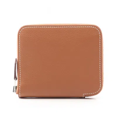 Pre-owned Hermes Brown Evercalf Leather Leather Coin Purse/coin Case ()