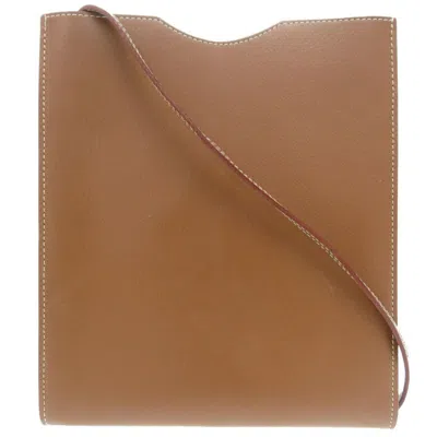 Pre-owned Hermes Brown Evercalf Leather Shoulder Bag ()