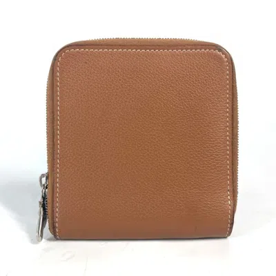 Pre-owned Hermes Brown Evercalf Leather Wallet (bi-fold) ()