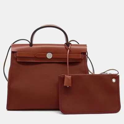 Pre-owned Hermes Brown Fabric New Zip Herbag Small