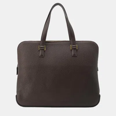 Pre-owned Hermes Brown Fjord Leather Escapade Handbag