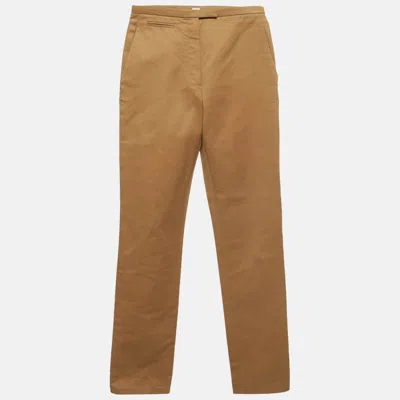 Pre-owned Hermes Hermès Brown Gabardine Skinny Pants S