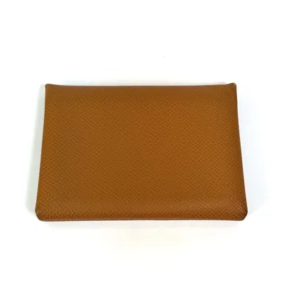 Pre-owned Hermes Brown Gold Brown Epsom Leather Coin Purse/coin Case () In Brown, Gold Brown