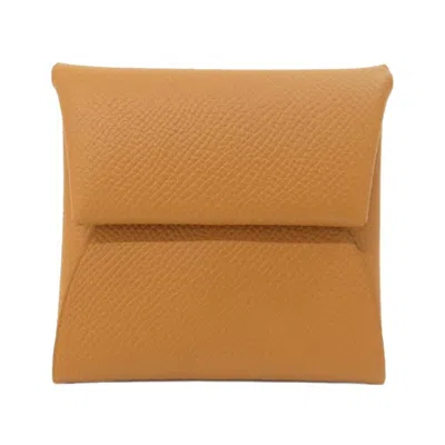 Pre-owned Hermes Brown Gold Brown Epsom Leather Coin Purse/coin Case () In Brown, Gold Brown