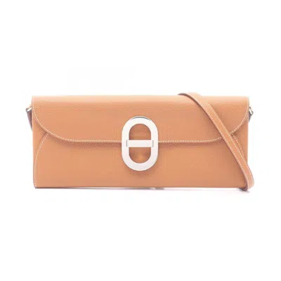 Pre-owned Hermes Brown Gold Brown Epsom Leather Shoulder Bag ()