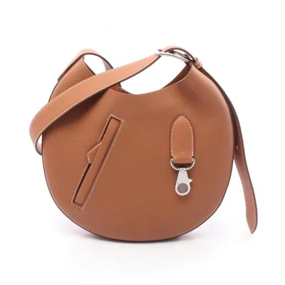 Pre-owned Hermes Brown Gold Brown Togo Leather Shoulder Bag ()