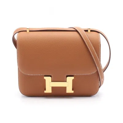 Pre-owned Hermes Brown Gold Epsom Leather Leather Shoulder Bag ()