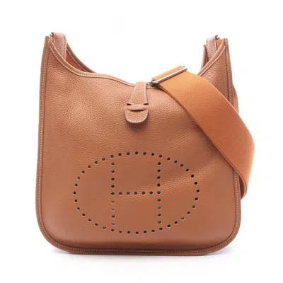 Pre-owned Hermes Brown Gold Leather Shoulder Bag () In Multi