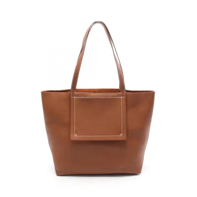 Pre-owned Hermes Brown Gold Taurillon Clemence Leather Leather Tote Bag ()