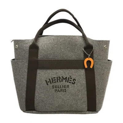 Pre-owned Hermes Brown Gray Felt Tote Bag ()