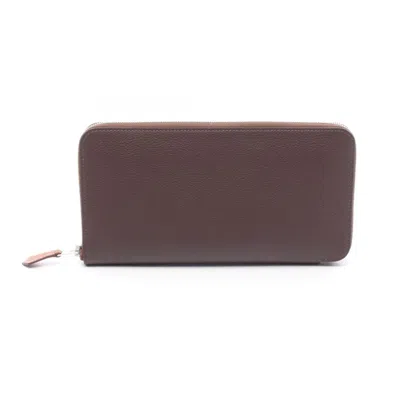 Pre-owned Hermes Brown Havane Evercalf Leather Long Wallet (bi-fold) ()
