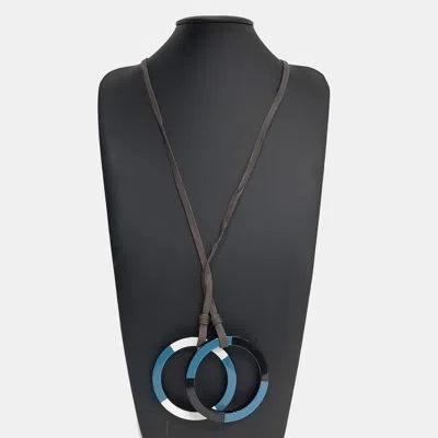 Pre-owned Hermes Brown Horn Necklace In Black