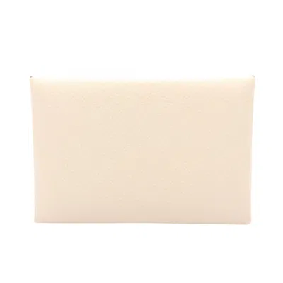 Pre-owned Hermes Brown Ivory Epsom Leather Coin Purse/coin Case ()