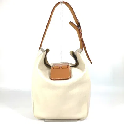 Pre-owned Hermes Brown Ivory Leather Shoulder Bag Tote Bag ()
