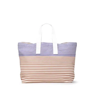 Pre-owned Hermes Brown Ivory Purple Canvas Tote Bag ()