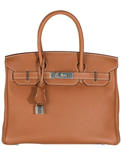 Pre-owned Hermes Hermès Brown Leather Birkin 30 Phw (authentic Pre-loved)