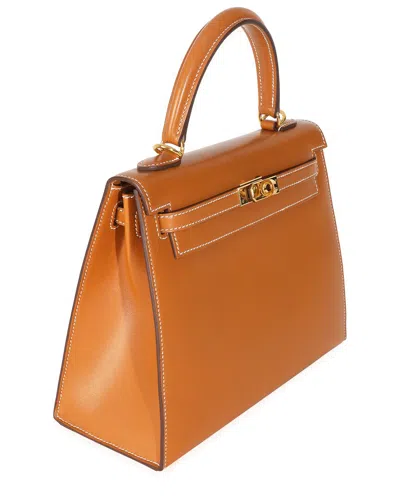 Pre-owned Hermes Hermès Brown Leather Box Sellier Kelly 25 Ghw (authentic Pre-loved)