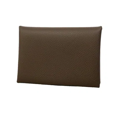 Pre-owned Hermes Brown Leather Coin Purse/coin Case ()