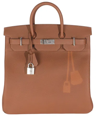 Pre-owned Hermes Hermès Brown Leather Coup De Soleil Hac Birkin 40 Phw (authentic Pre-loved)