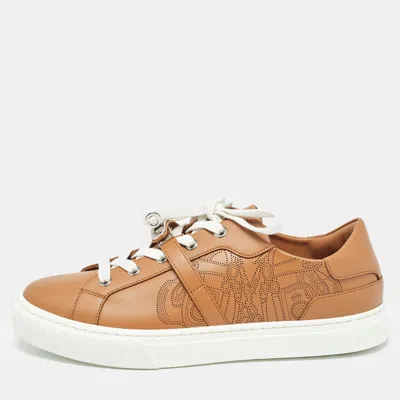 Pre-owned Hermes Hermès Brown Leather Day Low Top Sneakers Size 39