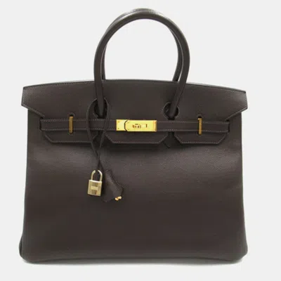 Pre-owned Hermes Brown Leather Epsom Birkin 35 Bag