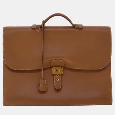 Pre-owned Hermes Brown Leather Epsom Sac À Dépêches 41 Briefcases Bag