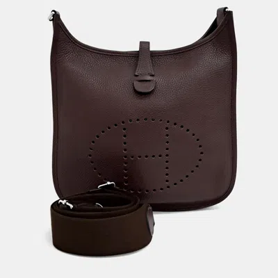Pre-owned Hermes Brown Leather Evelyn 29
