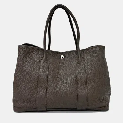 Pre-owned Hermes Brown Leather Garden Party 36