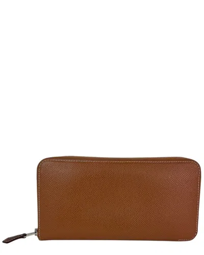 Pre-owned Hermes Hermès Brown Leather Gold Epson Silk (authentic Pre-loved)