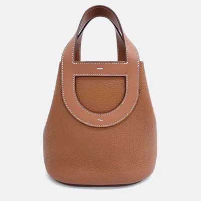 Pre-owned Hermes Brown Leather In The Loop Bag 18