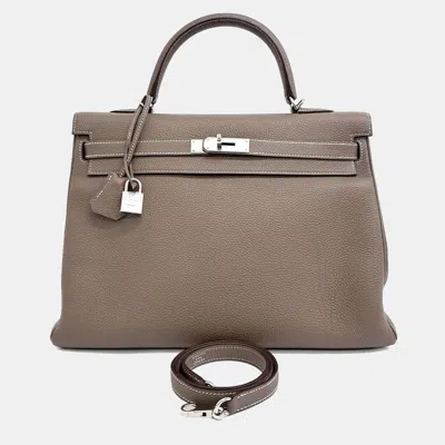 Pre-owned Hermes Brown Leather Kelly 35