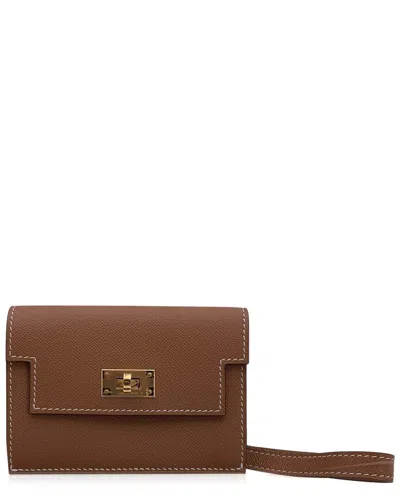 Pre-owned Hermes Hermès Brown Leather Kelly Pocket Wallet (authentic Pre-loved)