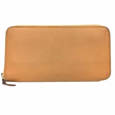 Pre-owned Hermes Brown Leather Long Wallet (bi-fold) ()