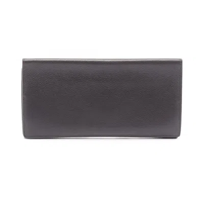 Pre-owned Hermes Brown Leather Long Wallet (bi-fold) ()