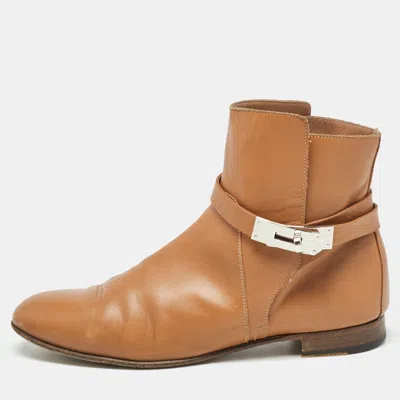 Pre-owned Hermes Brown Leather Neo Ankle Boots Size 39