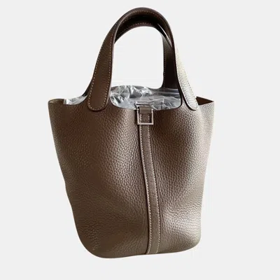 Pre-owned Hermes Brown Leather Picotin Lock 18 Handbag