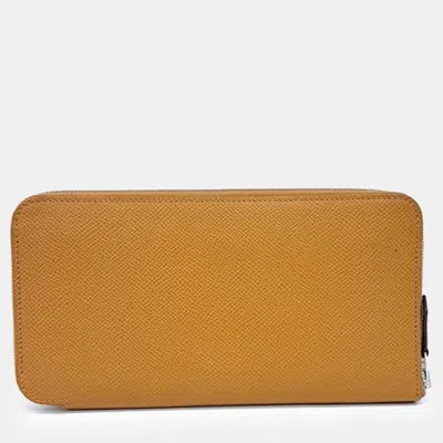Pre-owned Hermes Brown Leather Silky Long Wallet (b)