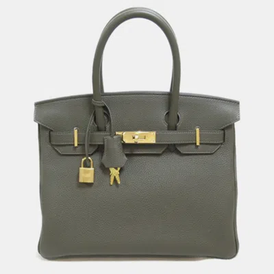 Pre-owned Hermes Brown Leather Togo Birkin 30 Handbag