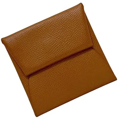 Pre-owned Hermes Brown Leather Togo Leather Coin Purse/coin Case ()