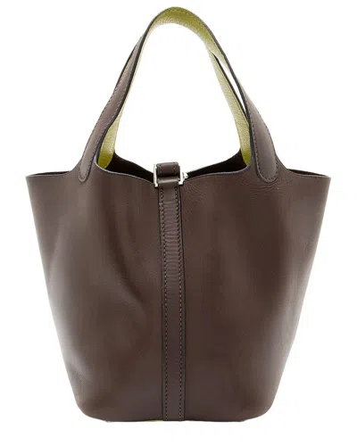 Hermes Hermès Brown Leather Vintage Picotin Lock 18 Pm (authentic Pre-loved)