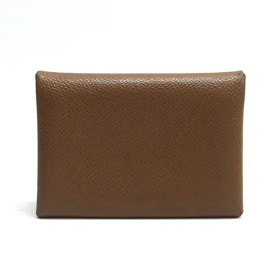 Pre-owned Hermes Brown Marron Epsom Leather Coin Purse/coin Case ()