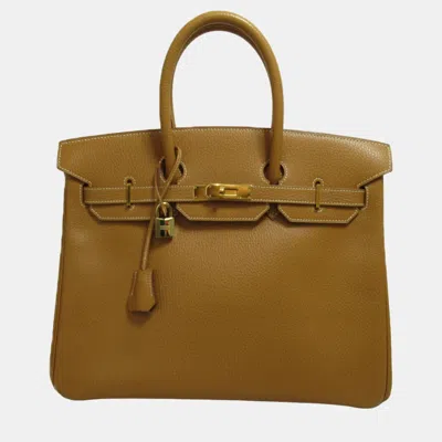 Pre-owned Hermes Brown Natural Ardennes Leather Birkin Handbag