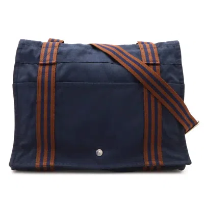 Pre-owned Hermes Brown Navy Canvas Shoulder Bag ()