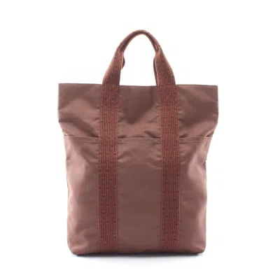 Pre-owned Hermes Brown Nylon Canvas Handbag Tote Bag ()