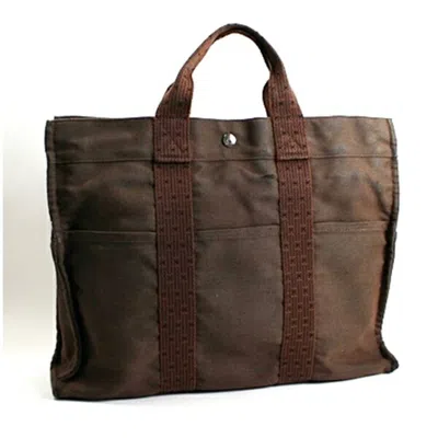 Pre-owned Hermes Brown Nylon Canvas Tote Bag ()
