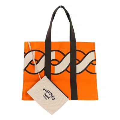 Pre-owned Hermes Brown Orange Beach Bag Tote Bag () In Multi