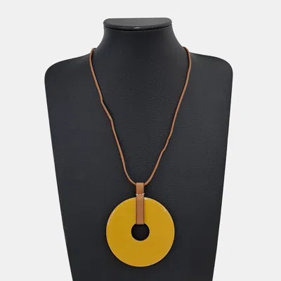 Pre-owned Hermes Brown Orange Horn Necklace